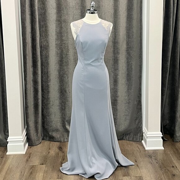 Platinum Marquis Lace/Crepe High Neck Gown- Style 3015- Size 12 - Picture 1 of 3